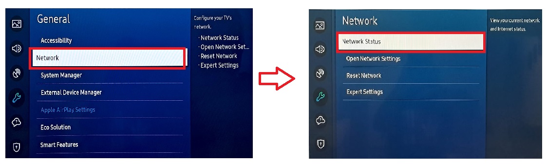 Check Network Status Samsung TV Image 2