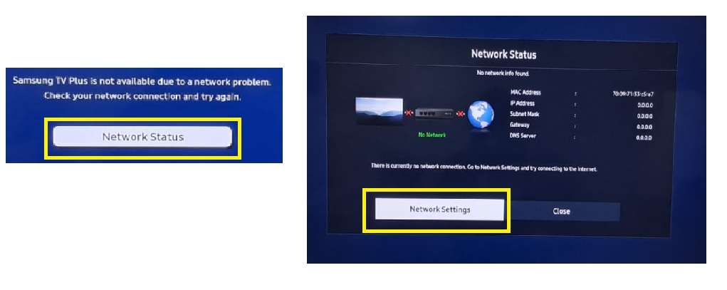 Check Network Status Samsung TV