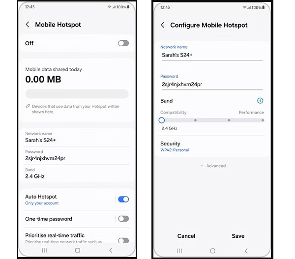 Steps to check the Hotspot Band in Samsung Phone