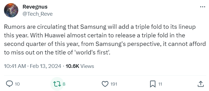 Samsung will add a triple fold