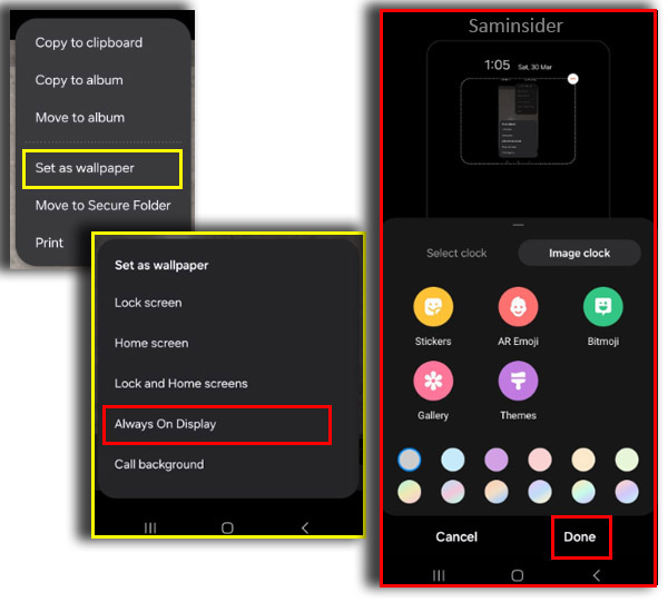 How to set Gallery image to AOD wallpaper in Galaxy phone