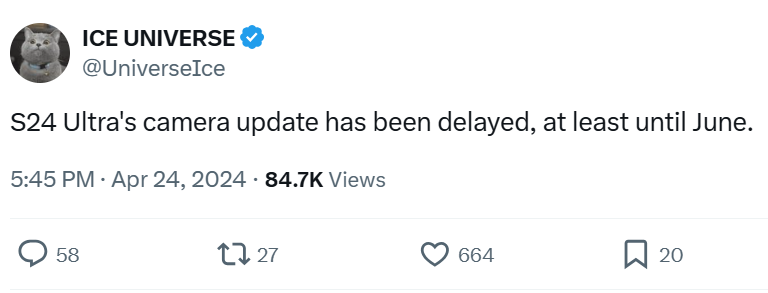 camera update has been delayed